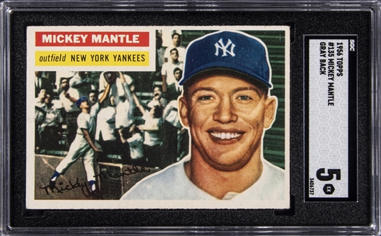 1956 Topps #135 Mickey Mantle Card - SGC EX 5